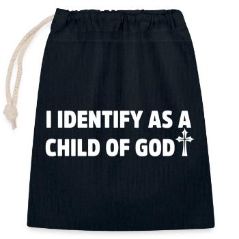 Je m’identifie comme un enfant de dieu foi chrétienne jésus - Sac cadeau en coton avec cordon (25 x 30 cm) - bleu marine - Devant