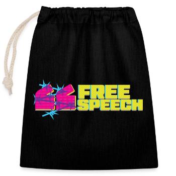 Vibrant graffiti free speech t-Shirt design - Closable cotton gift bag (25x30cm) - black - Front