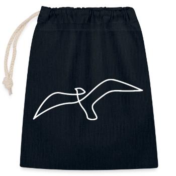 Bird sketch – elegant motif for nature lovers - Closable cotton gift bag (25x30cm) - navy - Front