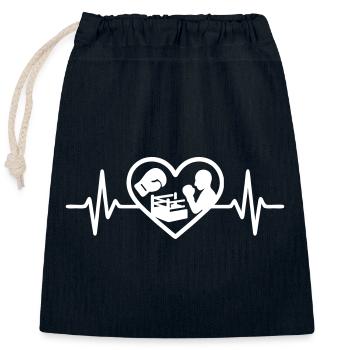 Boxen Herz Handschuh Ring Silhouette - Verschließbarer Geschenkbeutel aus Baumwolle (25x30cm) - Navy - Vorne