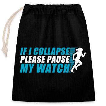 Si je m’effondre drôle course à pied coureur de jogging - Sac cadeau en coton avec cordon (25 x 30 cm) - noir - Devant