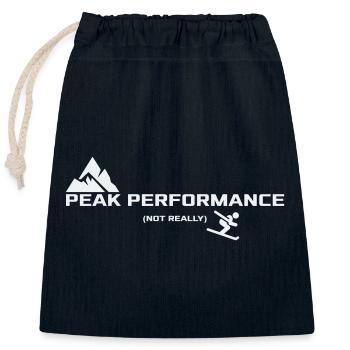 Performance optimale - Pas vraiment | Humour de ski - Sac cadeau en coton avec cordon (25 x 30 cm) - bleu marine - Devant