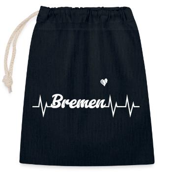 Heartbeat Bremen - Verschließbarer Geschenkbeutel aus Baumwolle (25x30cm) - Navy - Vorne