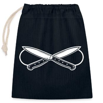 Infinity Kochmesser – Küchen Symbol - Verschließbarer Geschenkbeutel aus Baumwolle (25x30cm) - Navy - Vorne