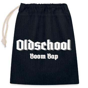 Oldschool Boom Bap - Verschließbarer Geschenkbeutel aus Baumwolle (25x30cm) - Navy - Vorne