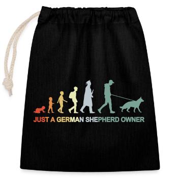 Evolution Schäferhund Besitzer - Verschließbarer Geschenkbeutel aus Baumwolle (25x30cm) - Schwarz - Vorne