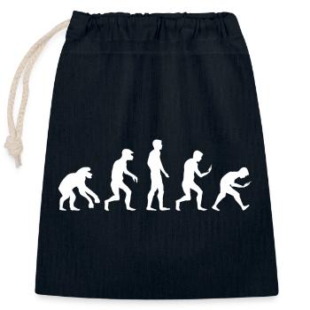 funny evolution smartphone mobile phone addiction logo - Closable cotton gift bag (25x30cm) - navy - Front