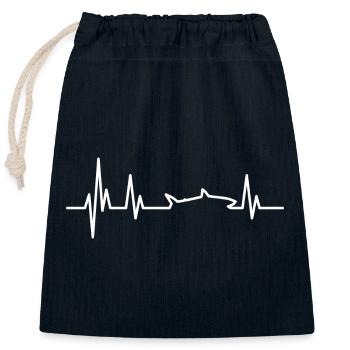 Shark heartbeat white - Closable cotton gift bag (25x30cm) - navy - Front