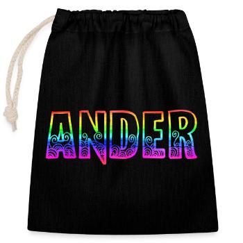 Autres arcs-en-ciel - Sac cadeau en coton avec cordon (25 x 30 cm) - noir - Devant