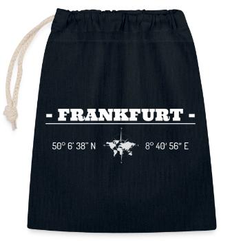Koordinaten Frankfurt am Main - Verschließbarer Geschenkbeutel aus Baumwolle (25x30cm) - Navy - Vorne