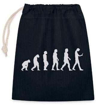 De l’évolution humaine à la dépendance au smartphone - Sac cadeau en coton avec cordon (25 x 30 cm) - bleu marine - Devant