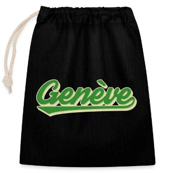 Genève Grün Retro Script - Verschließbarer Geschenkbeutel aus Baumwolle (25x30cm) - Schwarz - Vorne