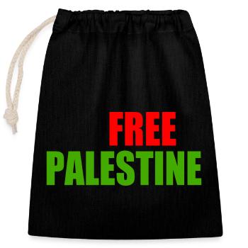 Free palestine - Verschließbarer Geschenkbeutel aus Baumwolle (25x30cm) - Schwarz - Vorne