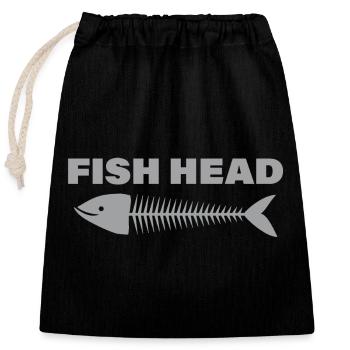 FISH HEAD - Closable cotton gift bag (25x30cm) - black - Front