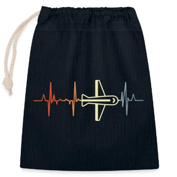 Pilot Herzschlag - Verschließbarer Geschenkbeutel aus Baumwolle (25x30cm) - Navy - Vorne