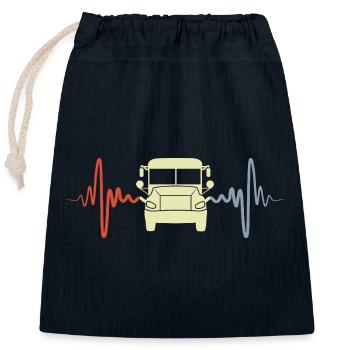 Vintage Bus ECG - Closable cotton gift bag (25x30cm) - navy - Front