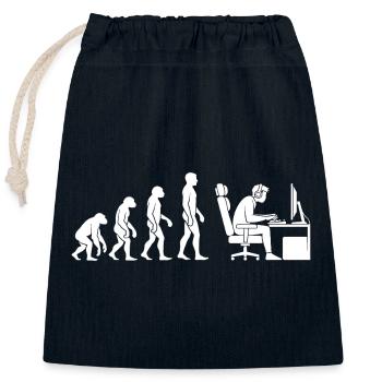 L’évolution s’arrête au bureau - Sac cadeau en coton avec cordon (25 x 30 cm) - bleu marine - Devant