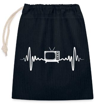 Battement de cœur télé des années 80 - Sac cadeau en coton avec cordon (25 x 30 cm) - bleu marine - Devant
