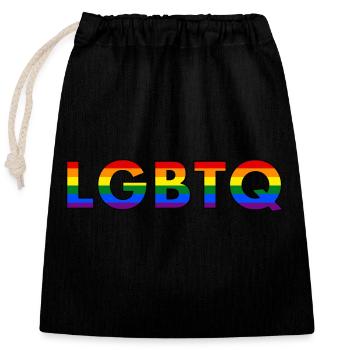 LGBTQ Rainbow Flag - Closable cotton gift bag (25x30cm) - black - Front