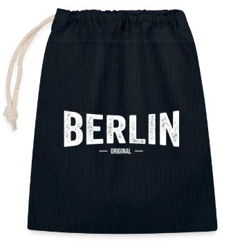 BERLIN Original - Verschließbarer Geschenkbeutel aus Baumwolle (25x30cm) - Navy - Vorne
