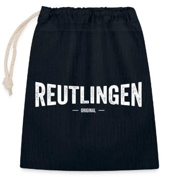 Reutlingen Original - Verschließbarer Geschenkbeutel aus Baumwolle (25x30cm) - Navy - Vorne