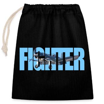 Fighter F4U Corsair - Closable cotton gift bag (25x30cm) - black - Front