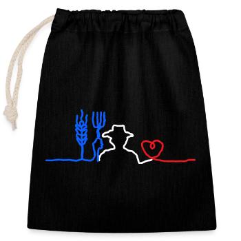 Cœur de Paysan 🇫🇷 - Sac cadeau en coton avec cordon (25 x 30 cm) - noir - Devant