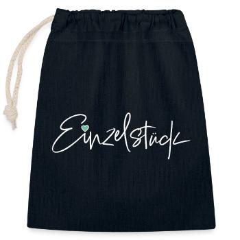 Unique piece – Stylish slogan motif for unique pieces - Closable cotton gift bag (25x30cm) - navy - Front