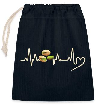 Pistazien Herzschlag Pistachio Heartbeat - Sac cadeau en coton avec cordon (25 x 30 cm) - bleu marine - Devant
