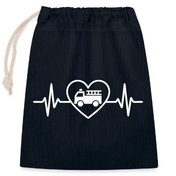 Feuerwehrfahrzeug Herz - Verschließbarer Geschenkbeutel aus Baumwolle (25x30cm) - Navy - Vorne