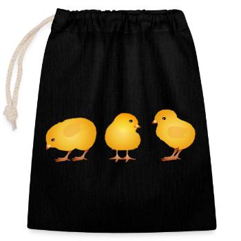 Chick – Cute Spring and Easter Motif - Closable cotton gift bag (25x30cm) - black - Front