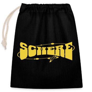 Graffiti de rue en ciseaux jaune - Sac cadeau en coton avec cordon (25 x 30 cm) - noir - Devant