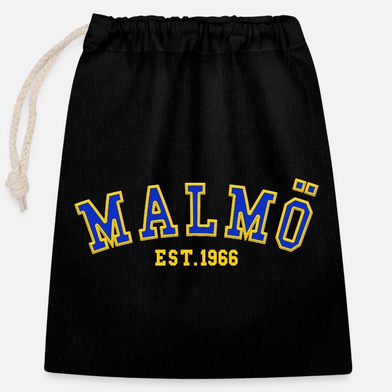 Malmö Est. 1966 - Closable cotton gift bag (25x30cm) - black