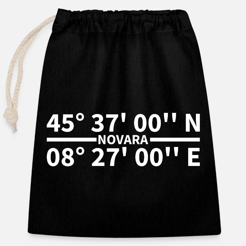 Novara Coordinates - Closable cotton gift bag (25x30cm) - black