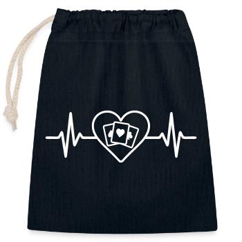 Cartes à Jouer Cœur Jeu - Sac cadeau en coton avec cordon (25 x 30 cm) - bleu marine - Devant