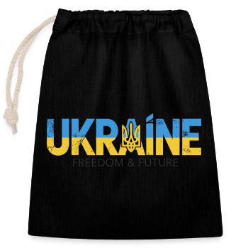 Ukrainischer Dreizack Friedensdesign - Verschließbarer Geschenkbeutel aus Baumwolle (25x30cm) - Schwarz - Vorne