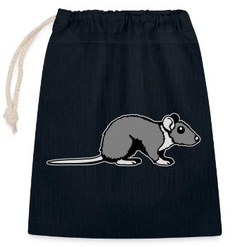 Rat Side Profile Cute Funny Rodent Animal Comic - Closable cotton gift bag (25x30cm) - navy - Front