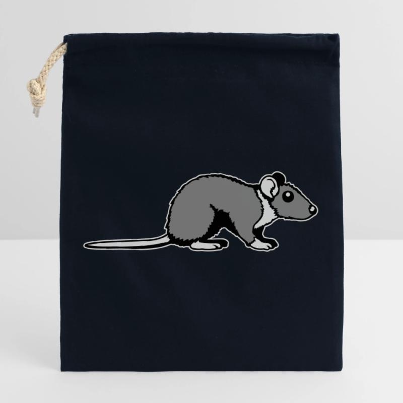 Profil secondaire de rat Mignon, bande dessinée drôle d’animal rongeur Sac cadeau en coton avec cordon (25 x 30 cm)