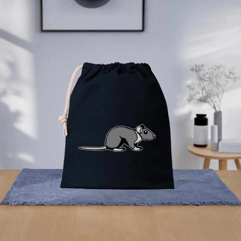Profil secondaire de rat Mignon, bande dessinée drôle d’animal rongeur Sac cadeau en coton avec cordon (25 x 30 cm)