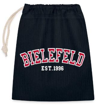 Bielefeld Est. 1996 - Closable cotton gift bag (25x30cm) - navy - Front