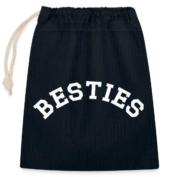 Meilleures amies - Sac cadeau en coton avec cordon (25 x 30 cm) - bleu marine - Devant