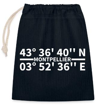 Montpellier Koordinaten - Verschließbarer Geschenkbeutel aus Baumwolle (25x30cm) - Navy - Vorne