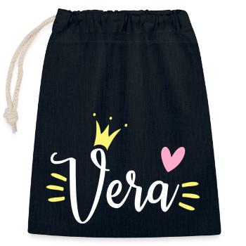 Vera Name Krone Design Image Download Löschen Mehr - Verschließbarer Geschenkbeutel aus Baumwolle (25x30cm) - Navy - Vorne
