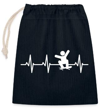 Skateboarder Stick Figure Cardiogramme - Sac cadeau en coton avec cordon (25 x 30 cm) - bleu marine - Devant