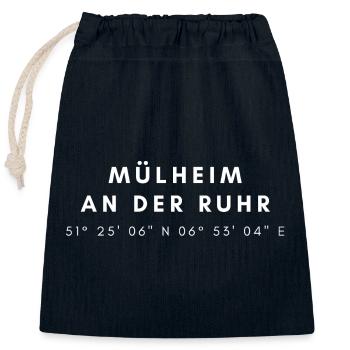 Mülheim an der Ruhr Koordinaten - Verschließbarer Geschenkbeutel aus Baumwolle (25x30cm) - Navy - Vorne