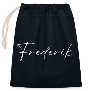 Frederik Name T-Shirt Geschenk Männer - Verschließbarer Geschenkbeutel aus Baumwolle (25x30cm) - Navy - Vorne