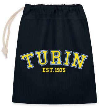 Turin Est.1975 - Verschließbarer Geschenkbeutel aus Baumwolle (25x30cm) - Navy - Vorne