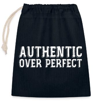 Authentic rather than perfect - Closable cotton gift bag (25x30cm) - navy - Front