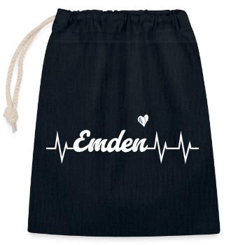 Heartbeat Emden - Sac cadeau en coton avec cordon (25 x 30 cm) - bleu marine - Devant