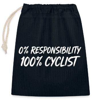 0% Responsibility 100% Cyclists - Closable cotton gift bag (25x30cm) - navy - Front
